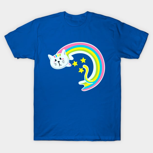 Kitty Cat Rainbow T-Shirt by machmigo